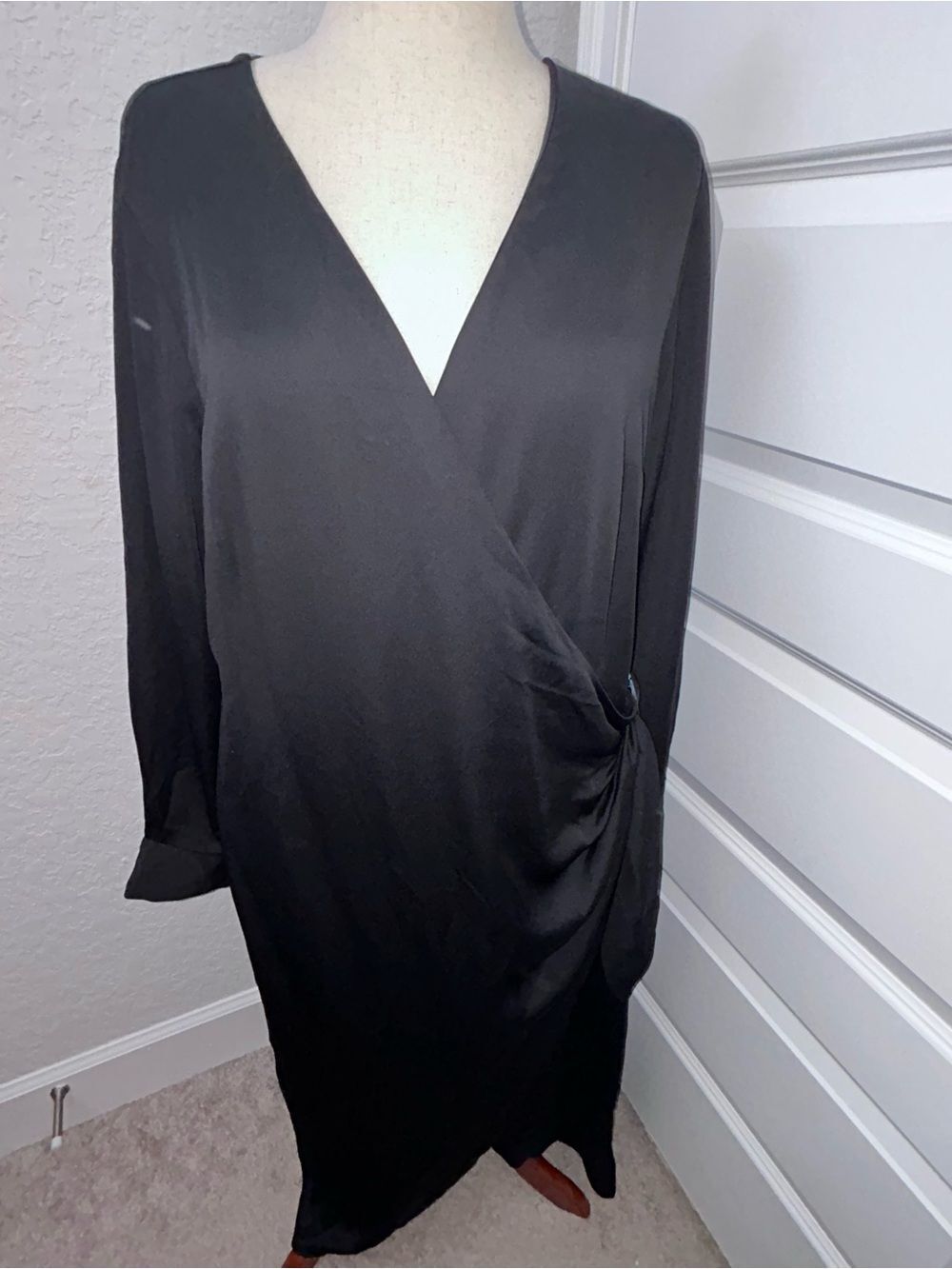 New, DKNY Long Sleeve Wrap Midi Maxi Dress